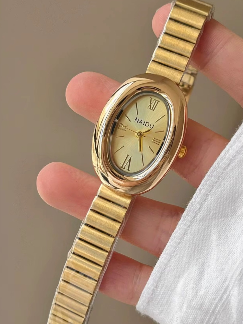 Women's Gold Oval Bracelet Watch